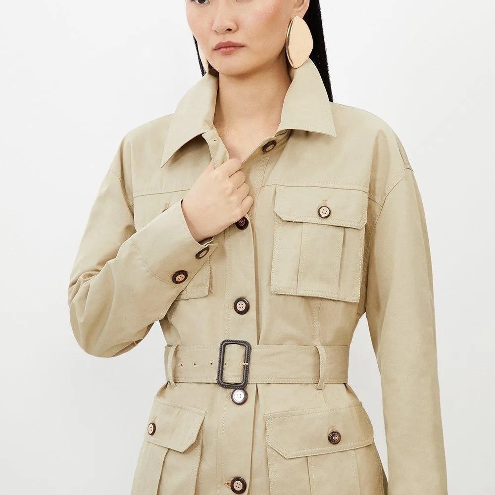 Karen Millen Tailored Cargo Pocket Belted Safari Jacket - Picture 2 of 6